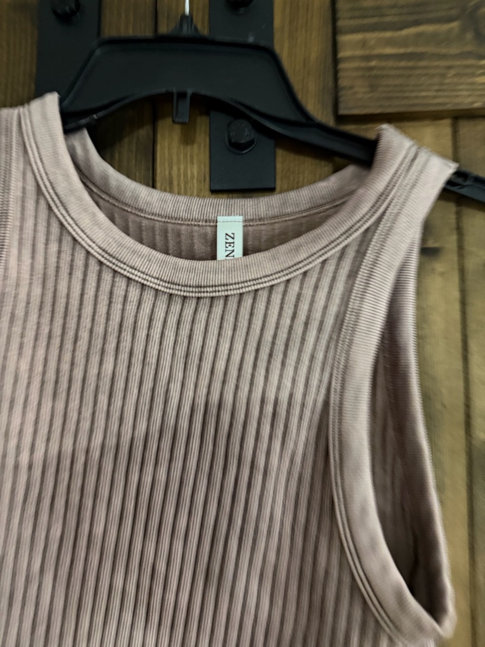 Zenana Outfitters Ribbed Scoop Neck Tank in Taupe - Picture 4 of 4